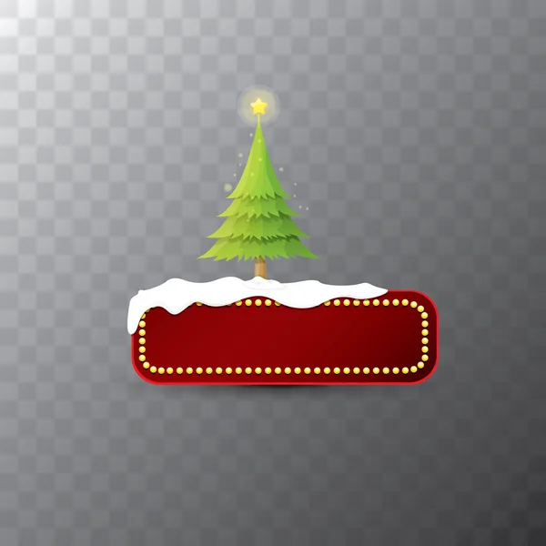 Kerst vector rode knop met kerstboom — Stockvector