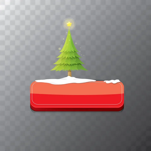 Bouton rouge vecteur de Noël avec arbre de Noël — Image vectorielle