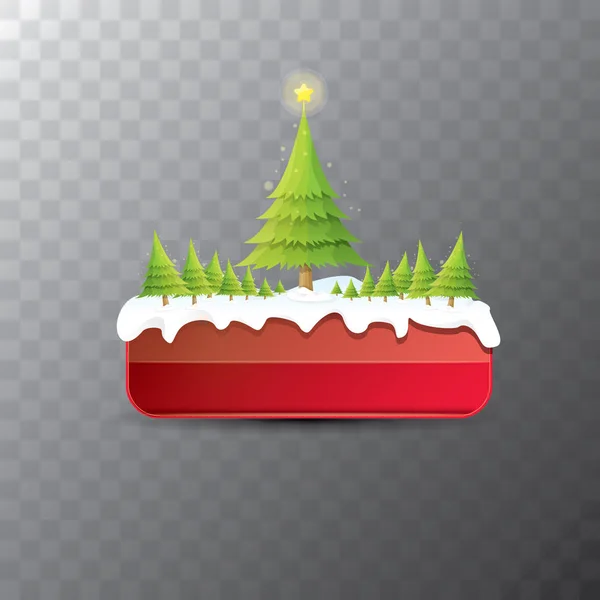 Різдвяний вектор червона кнопка з ялинкою — стоковий вектор