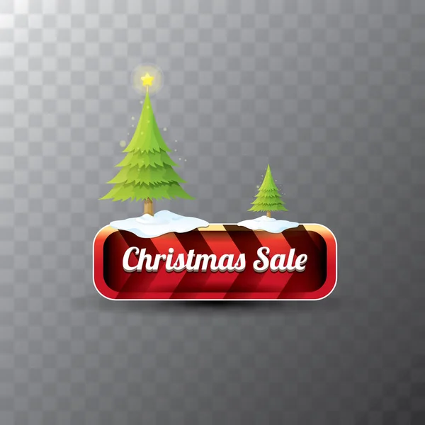 Natal vetor botão vermelho com árvore de natal —  Vetores de Stock