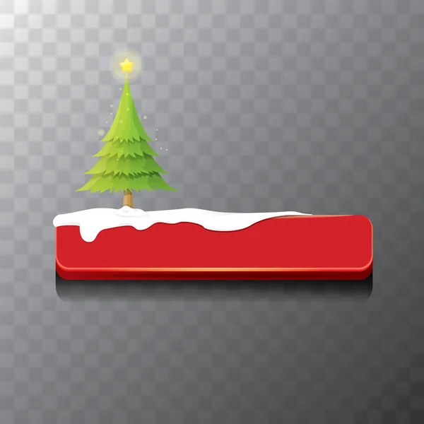 Bouton rouge vecteur de Noël avec arbre de Noël — Image vectorielle