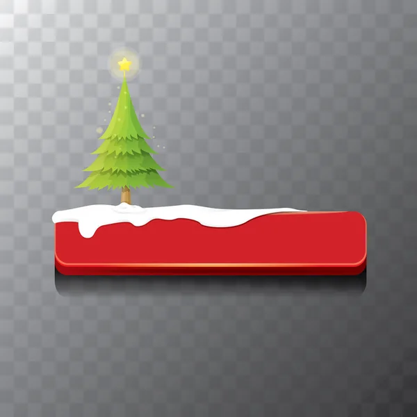 Kerst vector rode knop met kerstboom — Stockvector