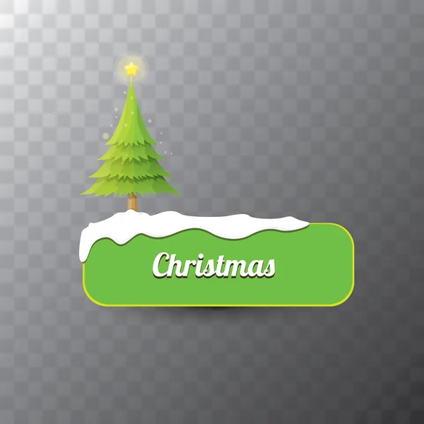Pulsante verde vettoriale di Natale con albero di Natale — Vettoriale Stock