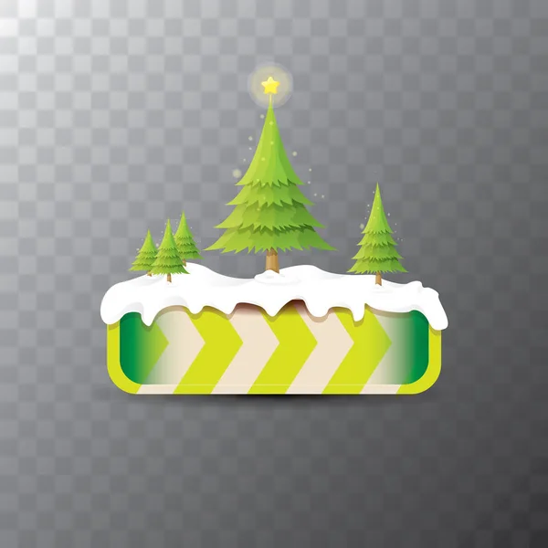 크리스마스 나무와 크리스마스 벡터 녹색 버튼 — 스톡 벡터