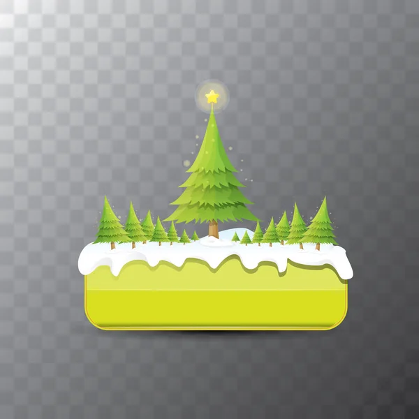 Bouton vert vecteur de Noël avec arbre de Noël — Image vectorielle