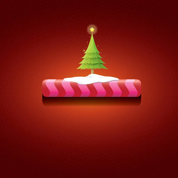 Vektor vánoční červené tlačítko s vánoční stromeček — Stockový vektor