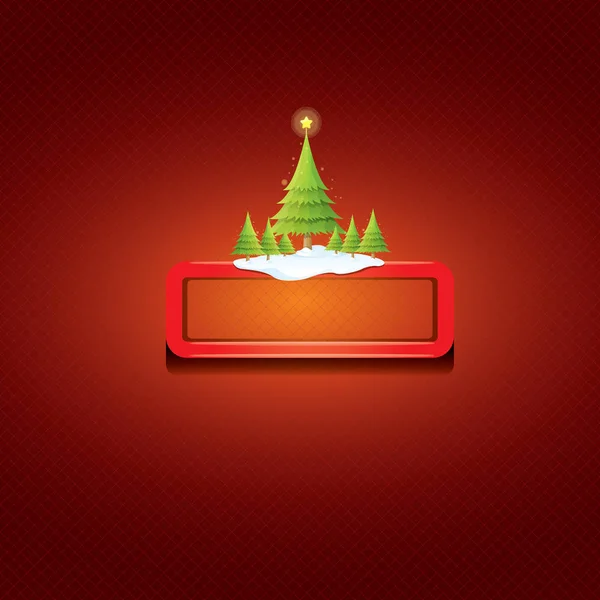 Vektor Weihnachten roter Knopf mit Weihnachtsbaum — Stockvektor