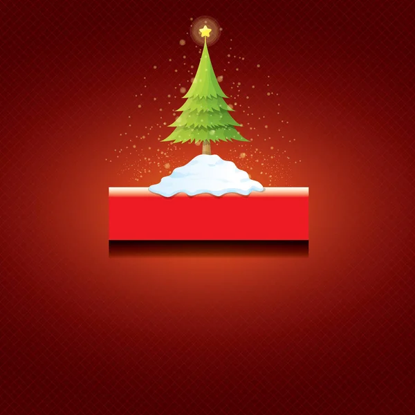 Vektor Weihnachten roter Knopf mit Weihnachtsbaum — Stockvektor