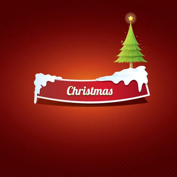 Vecteur Bouton rouge de Noël avec arbre de Noël — Image vectorielle