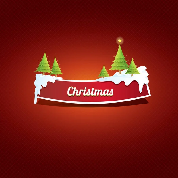 Vetor de Natal botão vermelho com árvore de natal —  Vetores de Stock