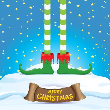 vektör neşeli Noel kartı ile karikatür elfs