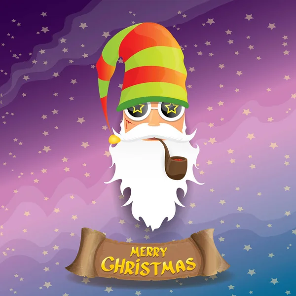 Vektor rock n roll tecknad funky santa claus icon — Stock vektor