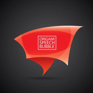vektör kırmızı Noel origami konuşma balonu afiş