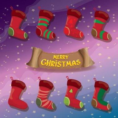 vektör çizgi film sevimli Noel çorap veya çorap