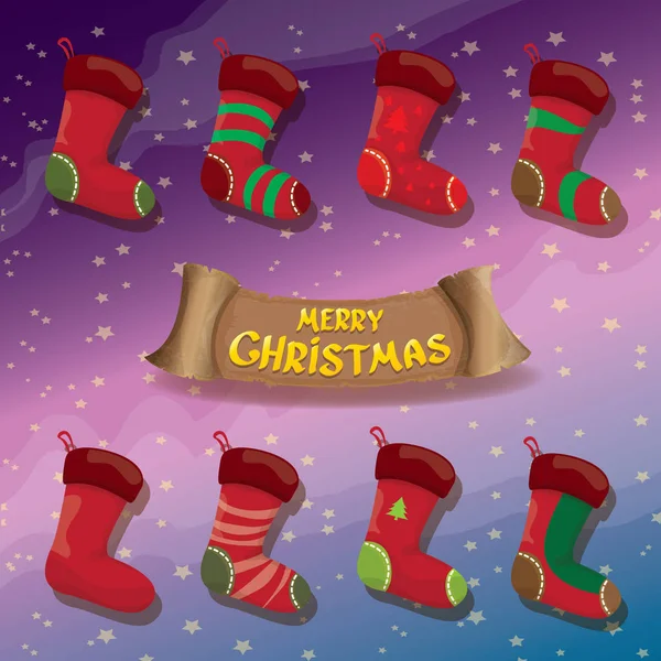 Vektor Cartoon niedliche Weihnachtsstrumpf oder Socken — Stockvektor