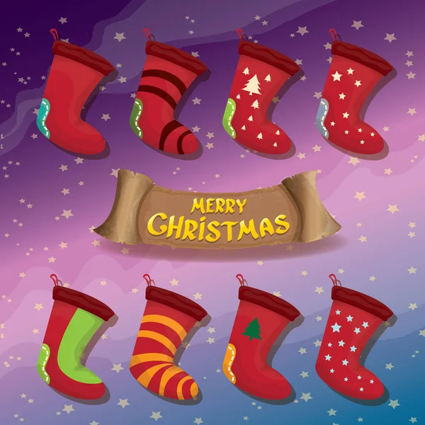 Vector cartoon cute christmas stocking or socks — Stock Vector