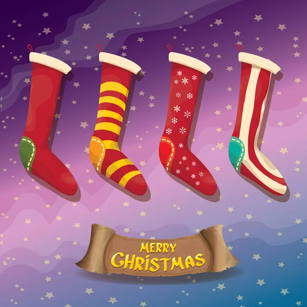 Vector cartoon cute christmas stocking or socks — Stock Vector