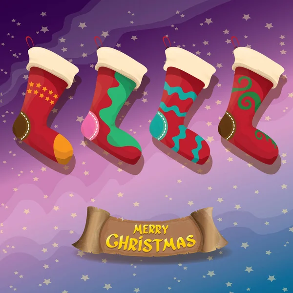 Vector cartoon cute christmas stocking or socks — Stock Vector