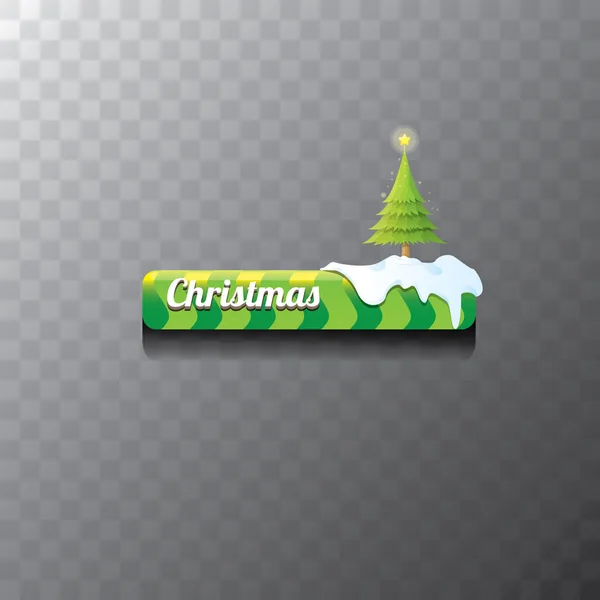 Kerst vector groene knop met kerstboom — Stockvector