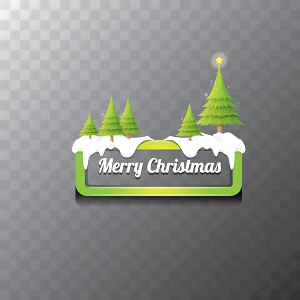 Botão verde vetor de Natal com árvore de Natal — Vetor de Stock