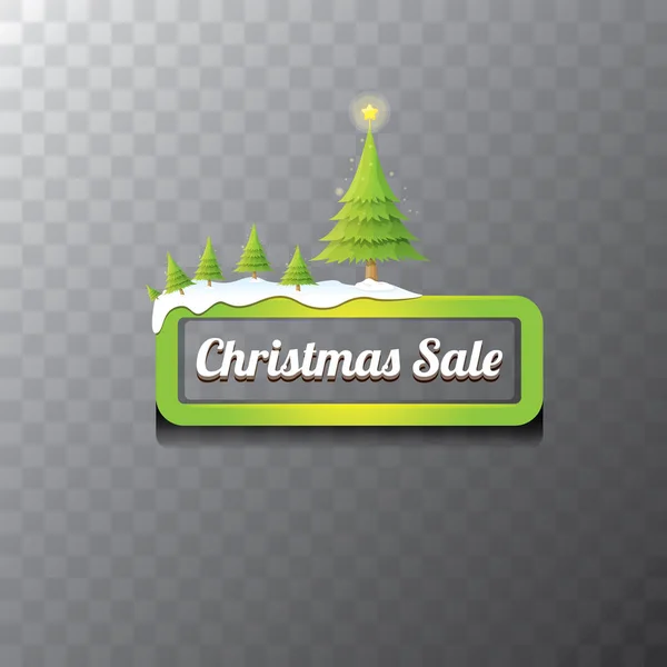 Botão verde vetor de Natal com árvore de Natal —  Vetores de Stock