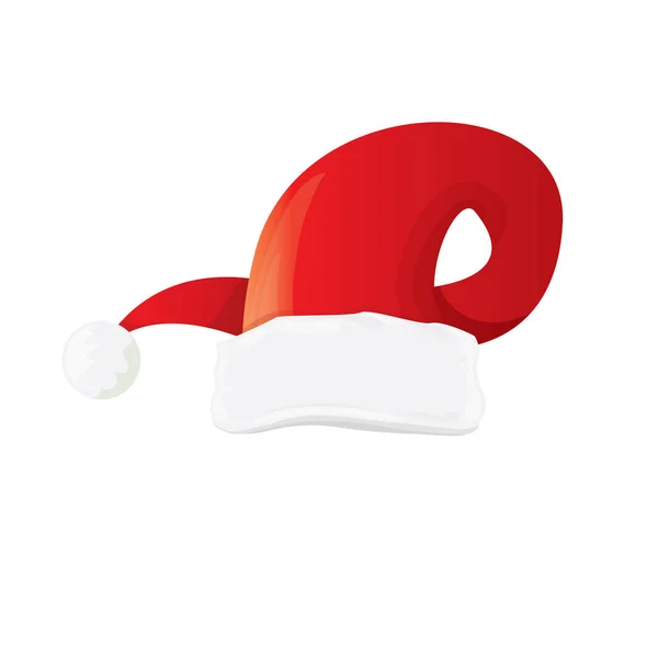 Vector red santa hat isolated on white background — Stock Vector