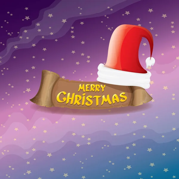 Vector red Santa hat greeting text Merry Christmas — Stock Vector