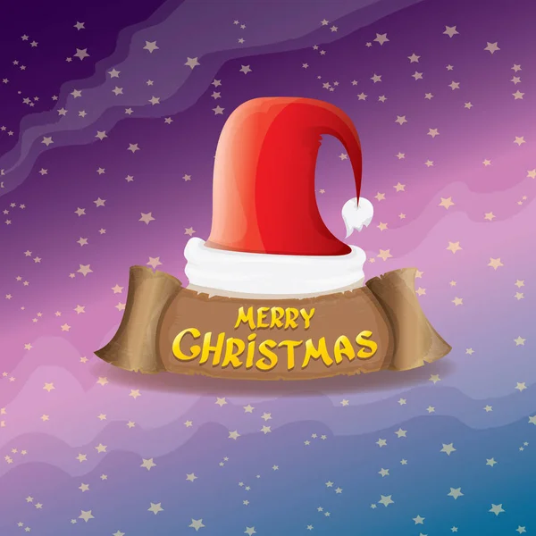 Vector red Santa hat greeting text Merry Christmas — Stock Vector