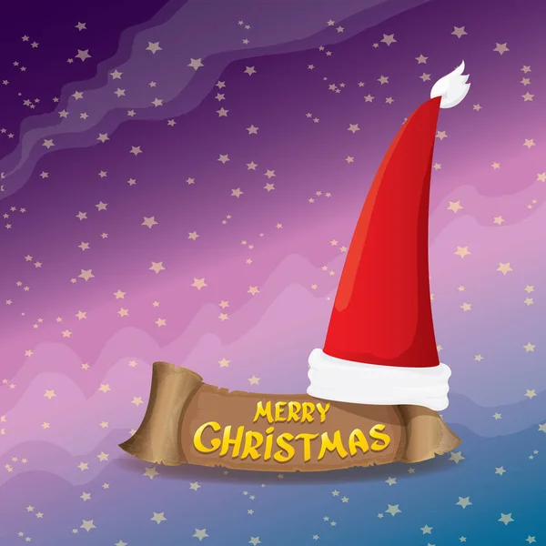 Vector red Santa hat greeting text Merry Christmas — Stock Vector