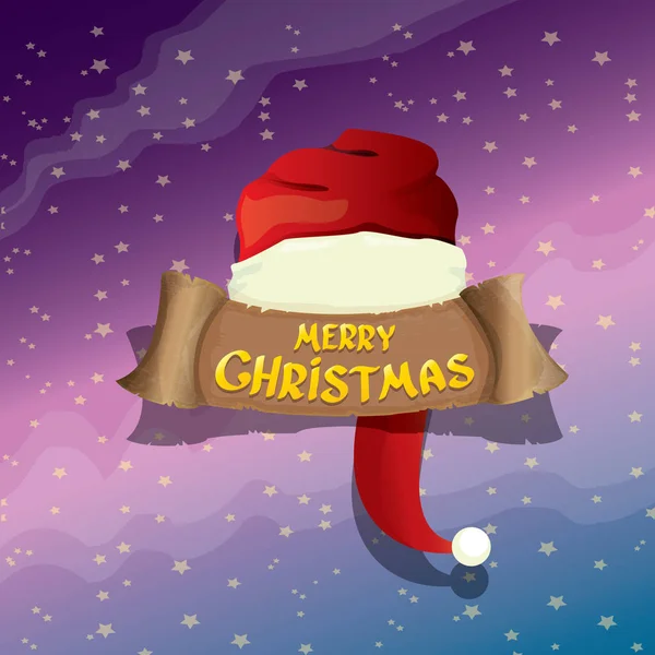 Vector rojo Santa hat saludo texto Feliz Navidad — Vector de stock