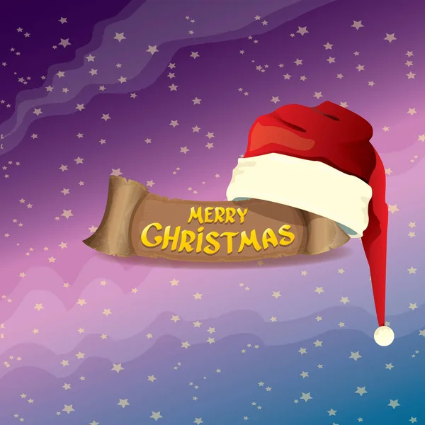 Vector rojo Santa hat saludo texto Feliz Navidad — Vector de stock