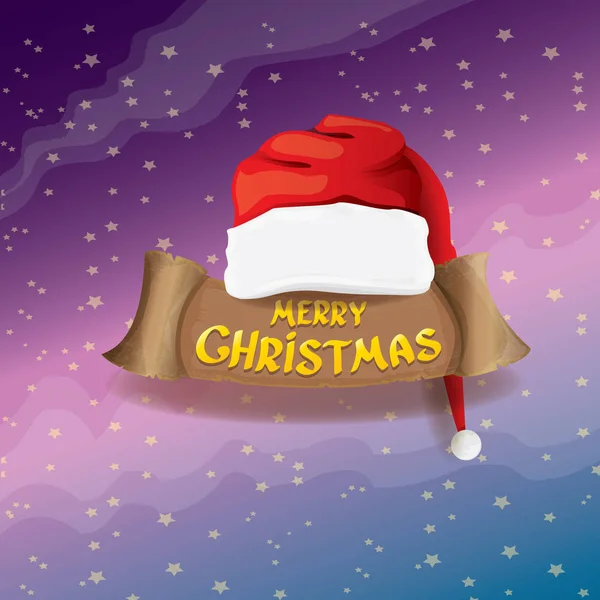 Vector red Santa hat greeting text Merry Christmas — Stock Vector