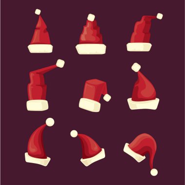 vektör karikatür kırmızı santa claus şapka koleksiyonu