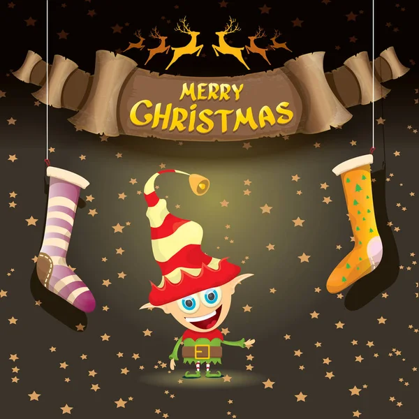 Vektor Cartoon niedlich frohe Weihnachten Elf — Stockvektor