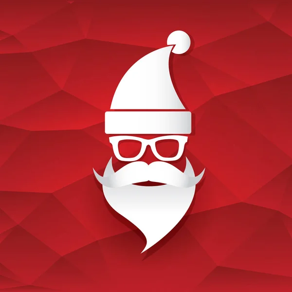 Vector Christmas hipster santa claus greeting card - Stok Vektor