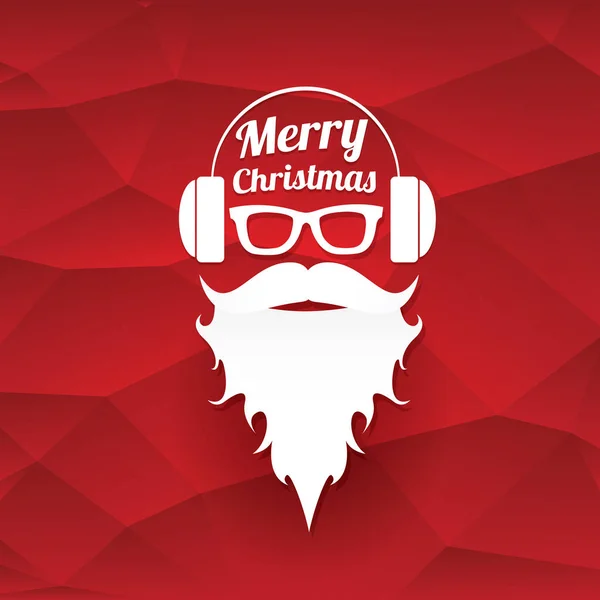 Vector Christmas hipster santa claus greeting card - Stok Vektor