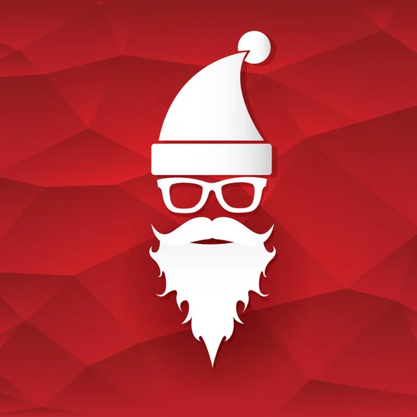 Vector Christmas hipster santa claus greeting card - Stok Vektor