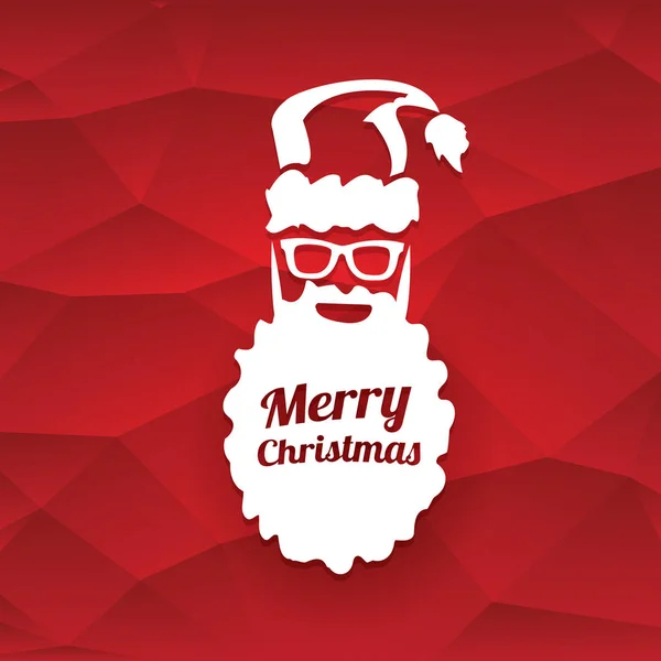 Vector Christmas hipster santa claus greeting card - Stok Vektor