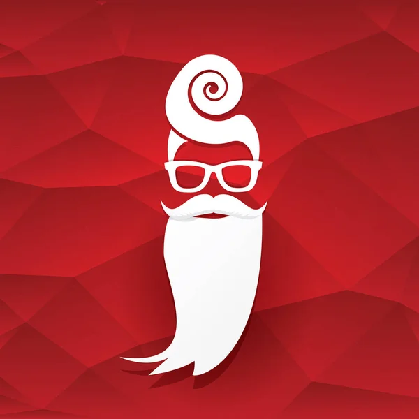 Vector Christmas hipster santa claus greeting card - Stok Vektor