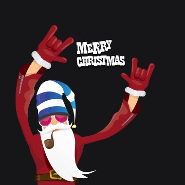 Motorcu vektör Noel Baba sigara boru ile.