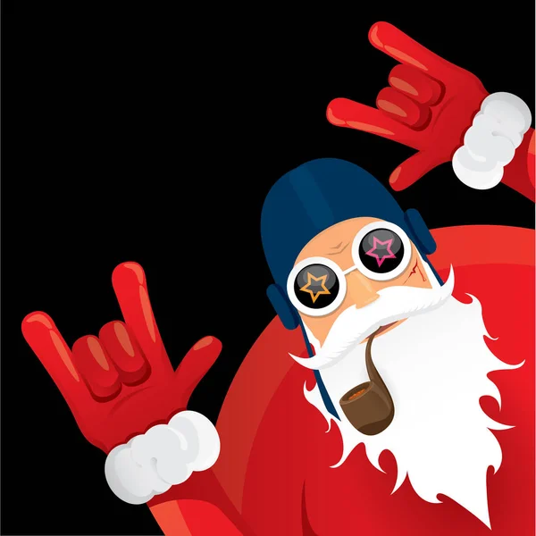 Векторний байкер Санта Клаус з курильною трубою . — стоковий вектор