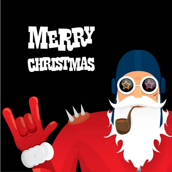 Vector motorista santa claus con pipa humeante . — Vector de stock