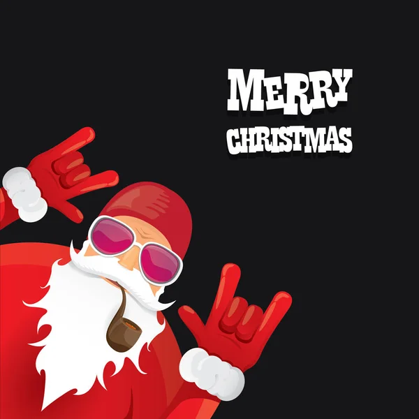 Vector biker santa claus with smoking pipe. — Stock Vector