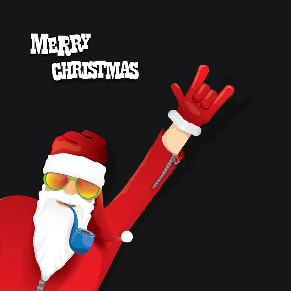 Vector motorista santa claus con pipa humeante . — Vector de stock