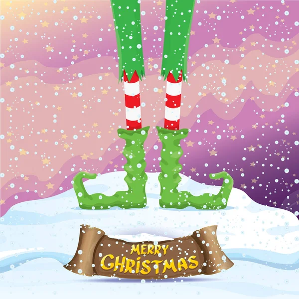 ベクトル漫画 elfs メリー クリスマス カード — ストックベクタ