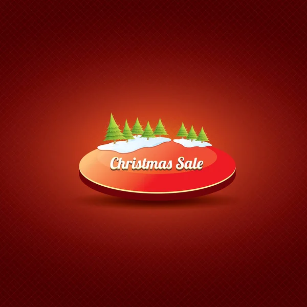 Χριστούγεννα διάνυσμα κόκκινο κουμπί με το χριστουγεννιάτικο δέντρο — Διανυσματικό Αρχείο