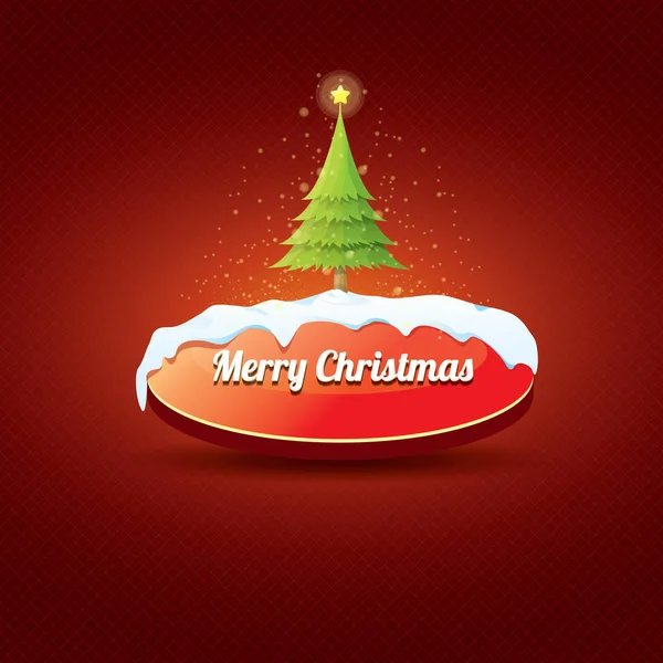 Boże Narodzenie wektor czerwony przycisk z choinki — Wektor stockowy
