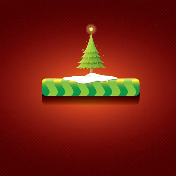 Kerst vector groene knop met kerstboom — Stockvector