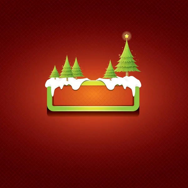 Bouton vert vecteur de Noël avec arbre de Noël — Image vectorielle