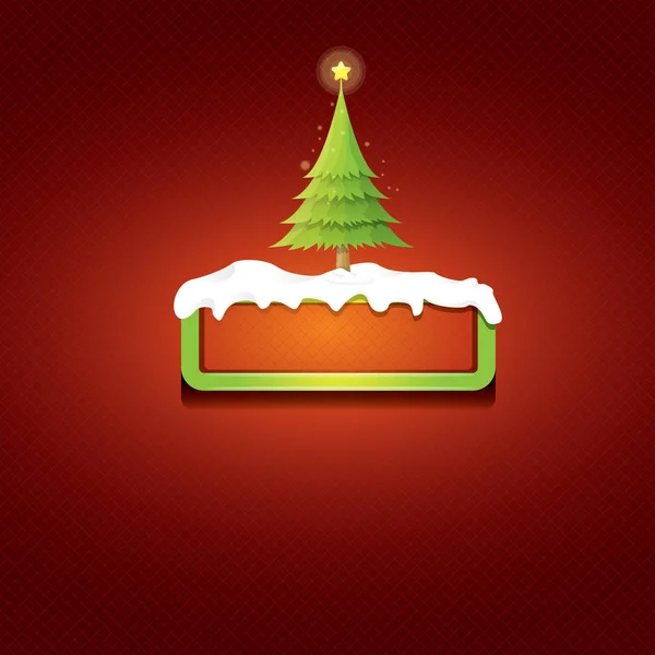 Botão verde vetor de Natal com árvore de Natal — Vetor de Stock
